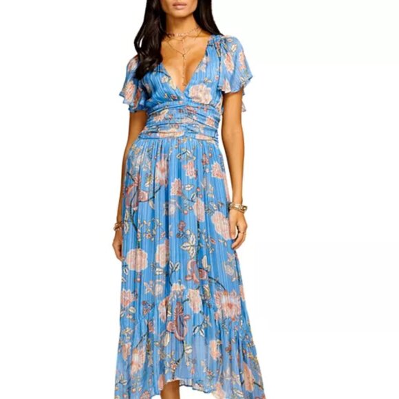 Joan Floral Metallic Thread Dress - Picture 1 of 6